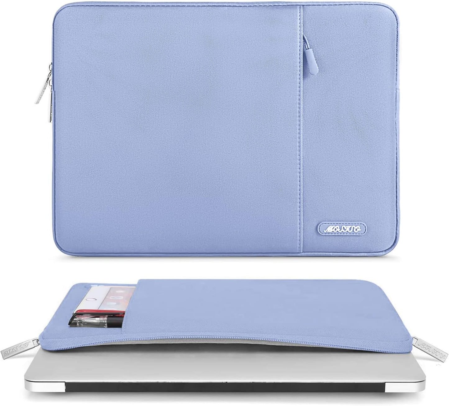 MOSISO Laptop Case 13.3 inch, 13-13.3 inch Laptop Sleeve Compatible with MacBook Air/Pro 13 / Pro 14, HP Dell ASUS Lenovo Notebook, Polyester Vertical Computer Sleeve Bag with Pocket, Pastel Blue