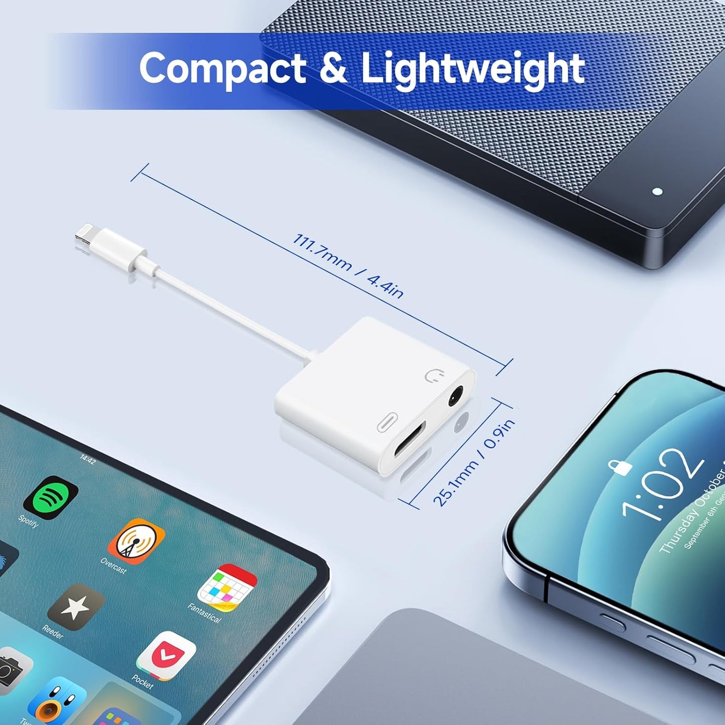 [Apple MFi Certified] 2-in-1 Charging & Audio Adapter for iPhone, Lightning to 3.5mm Headphone Jack Dongle Splitter, Supports Hi-Res Lossless Sound, Compatible with iPhone 14/13/12/11/XS/XR/8/7 3Pack
