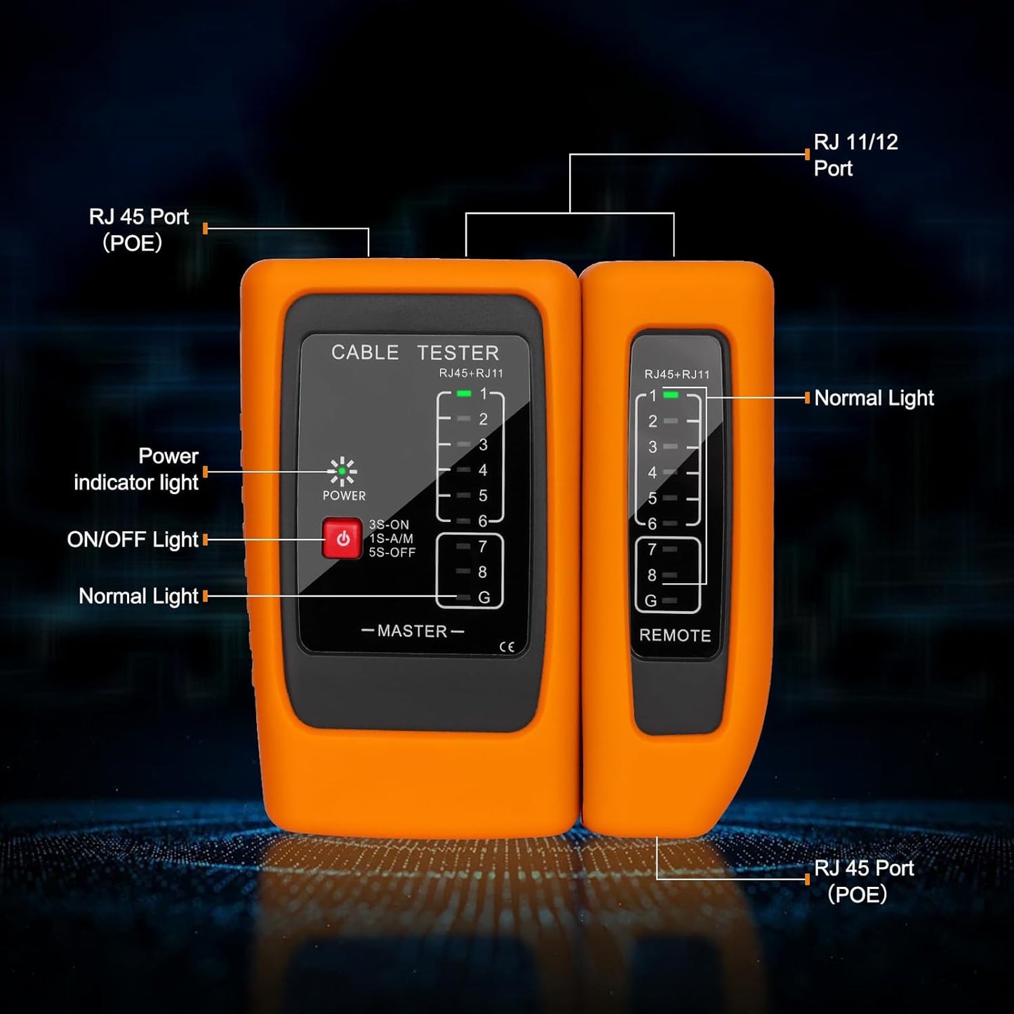 Network Cable Tester and Ethernet Tester with POE Detection, 300m Remote RJ45 Tester for Cat5/Cat6 Cable, Automatically Checks Continuity, Open, Short, Crossover (Battery Not Included)