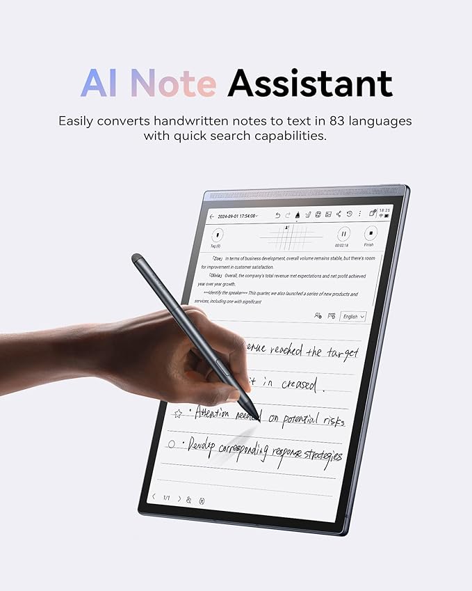 iFLYTEK AINOTE Air 2 Bundle with Black Folio Case, 8.2-inch AI Paper Tablet Writing Tablet, Digital Notebook with Pen, Voice-to-Text Transcription, Multi-Languages Chatgpt Support