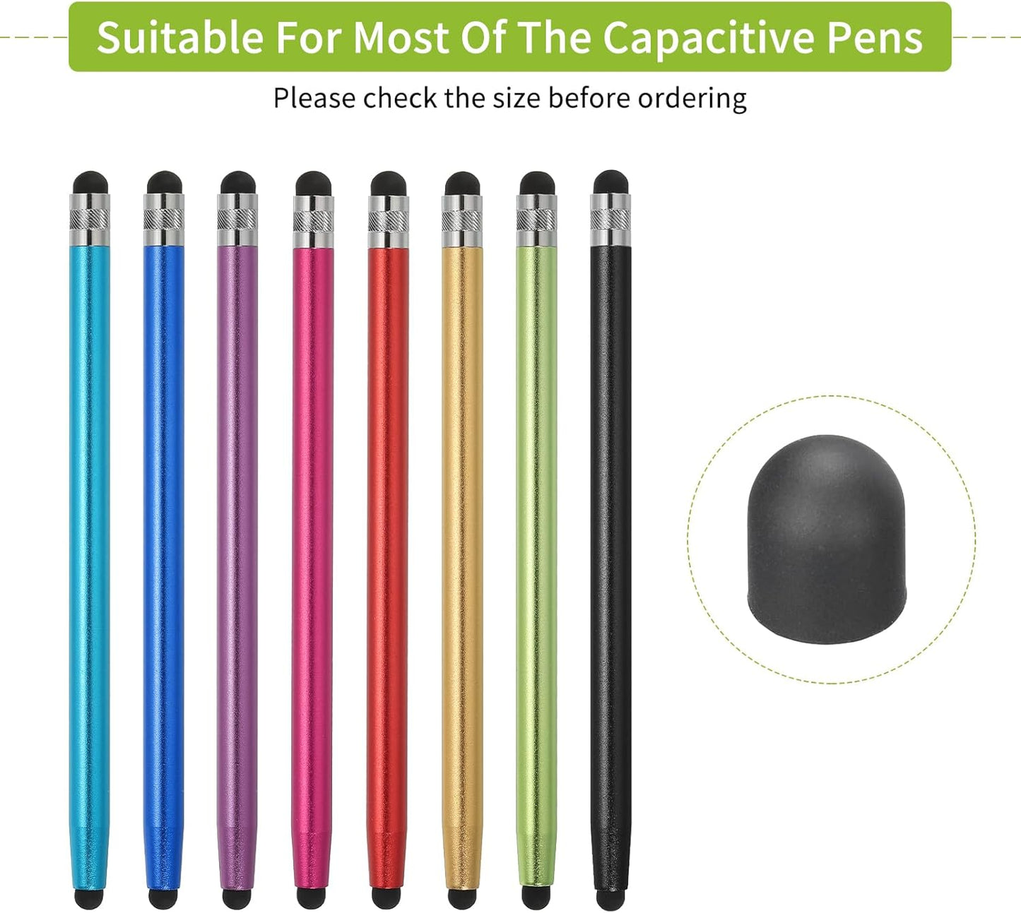 MECCANIXITY 60Pcs Replacement Stylus Pen Tips 6.5mm Conductive Capacitive Touch Screen Pens Tips Silicone Rubber, Black