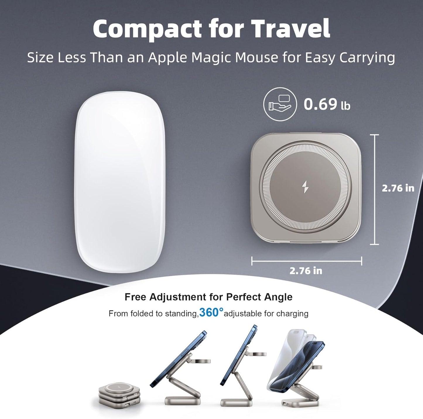 5-in-1 Wireless Charger for MagSafe, AC ISLAND Portable Travel Charging Station, 15W Max Fast Foldable Magnetic Stand, Evolved for iPhone 16/15/14/13 Series, Apple Watch, AirPods (with 35W Adapter)