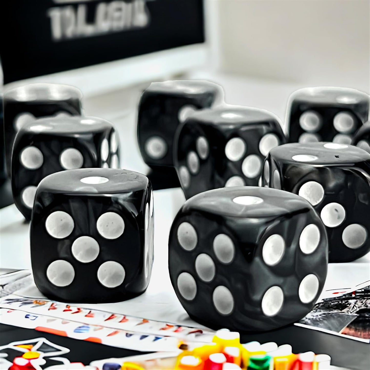 Luck Lab 10 Piece D6 Dice Pack - Acrylic Dice for RPG MTG DND Dice Table Games and Board Games (Black Pearl)