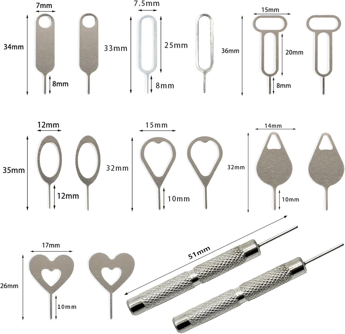 SIM Card Tool Kit with Eject Pins 16 Pcs Tray Openers Needle Ejector for All iPhone iPad Samsung Galaxy Smartphones & Smart Watch Link Remover Tnkcter