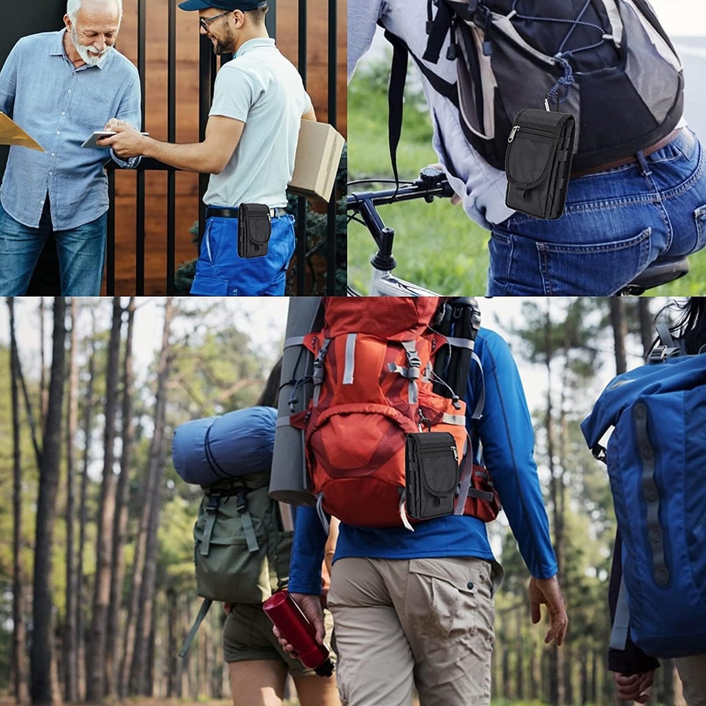 2 Packs Large Smartphone Pouch, Phone Pouch, Cell Phone Holster, Multi-Purpose Tool Holder, Tactical Carrying Case Belt Loop Pouch Men’s Waist Pocket for Hiking, Camping,Rescue Essential