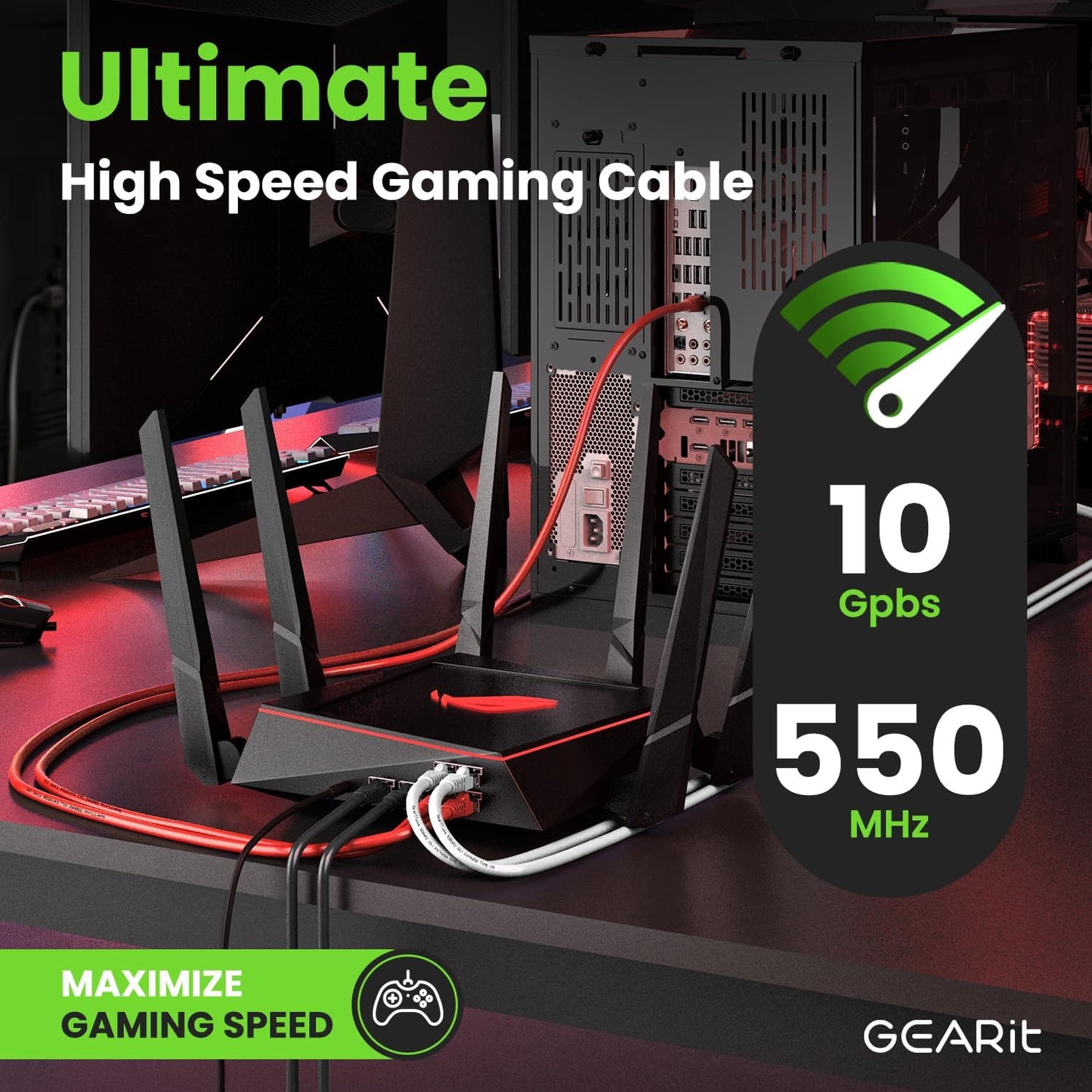 GearIT Cat 6 Ethernet Cable (100-Pack 2 Feet) Cat6 Network Patch, 10Gbps, RJ45, Snagless Cord, Gold-Plated Connectors, Internet for PC, TV, Tablet, Router, Printer, Servers, IT Data Center - Red