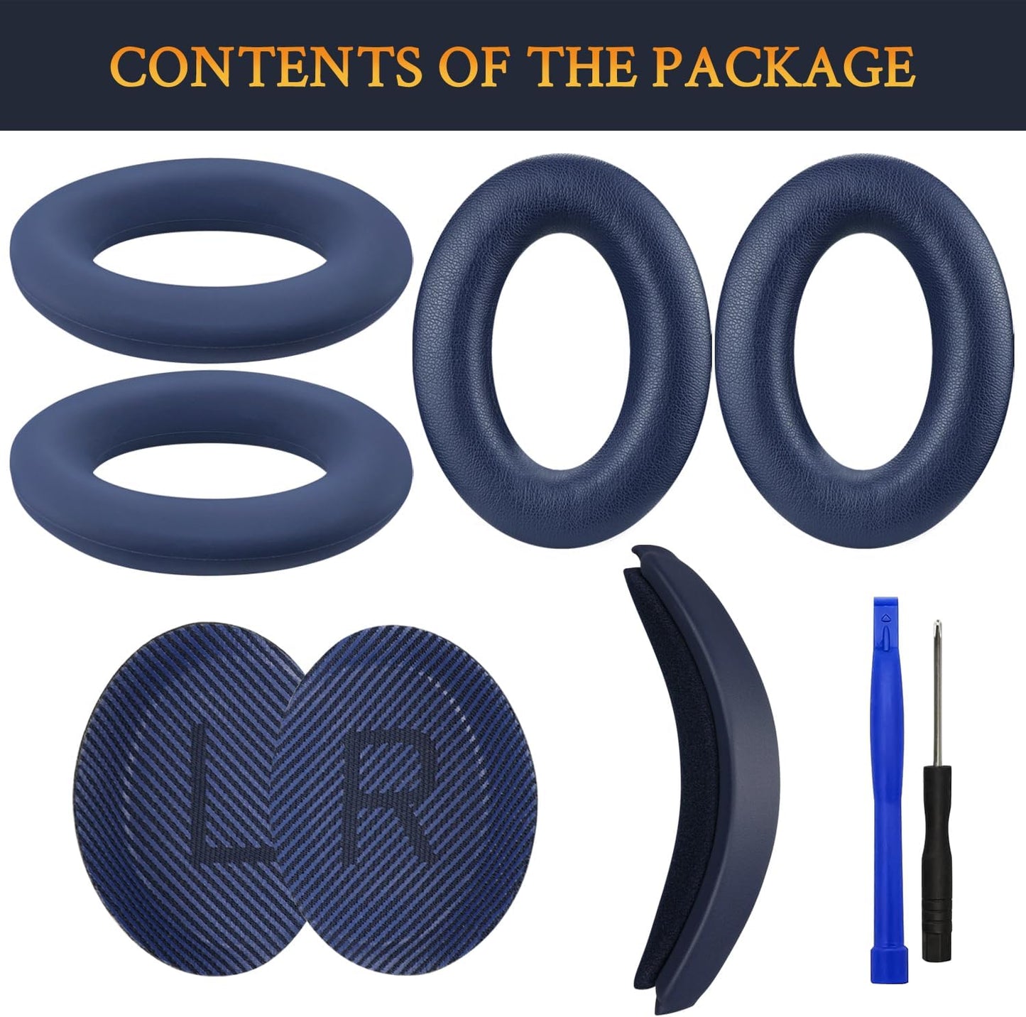 SOULWIT Ear Pads Cushions + Headband + Silicone Earpads Cover Protector, Replacement Kit for Bose QuietComfort 35 QC35, QC35 ii Over-Ear Headphones - Blue