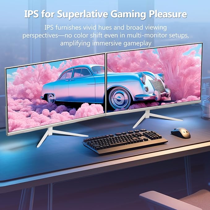 Z-Edge 24 inch 240Hz 165Hz Gaming Monitor, FHD 1080p, MPRT 1ms, IPS Monitor Gaming, 350nits, 16.7M Colors, 99% sRGB, UG24PJ Frameless Bezel, DP x1, HDMI x1(White)