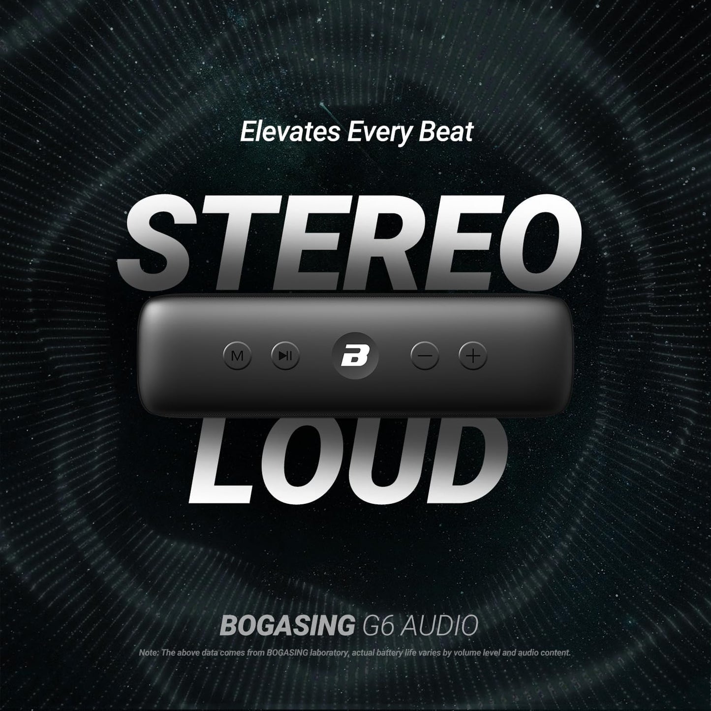 BOGASING G6 Bluetooth Speaker, Portable Wireless Speakers with 30W Loud Stereo Sound, 35H Playtime, IPX6 Waterproof, Bluetooth 5.3, EQ, TF-Card, AUX, USB Stick, Outdoor Speaker for Party (Black)