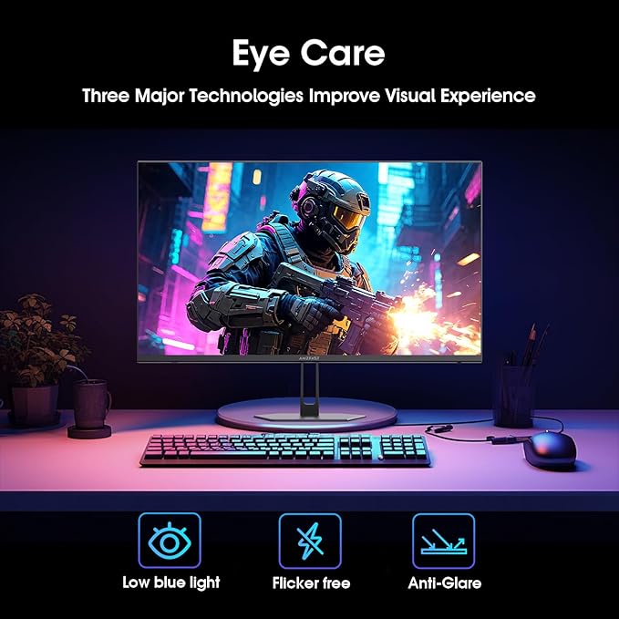 Amzfast 24 Inch Gaming Monitor 180Hz 200Hz FHD 1080p Computer Monitor, 1ms Adaptive Sync, 3000:1, 129% sRGB HDR Display, Eye Care VESA 75x75 Metal Stand HDMI 2.0 | DP 1.4, AMZG24X1