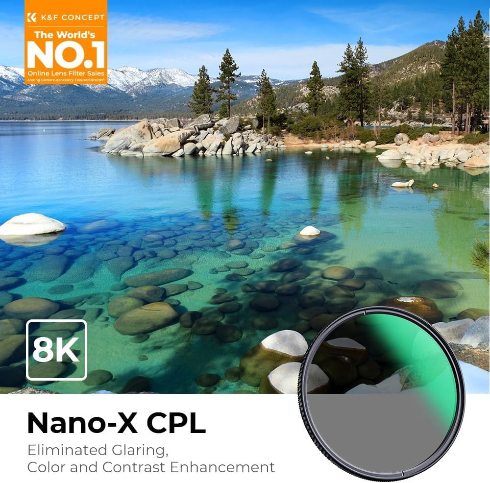 K&F CONCEPT 77mm Circular Polarizers Filter Polarizing Filter 28 Multi-Layer Coated Super Slim High Definition CPL Lens Filter (Nano-X Series)