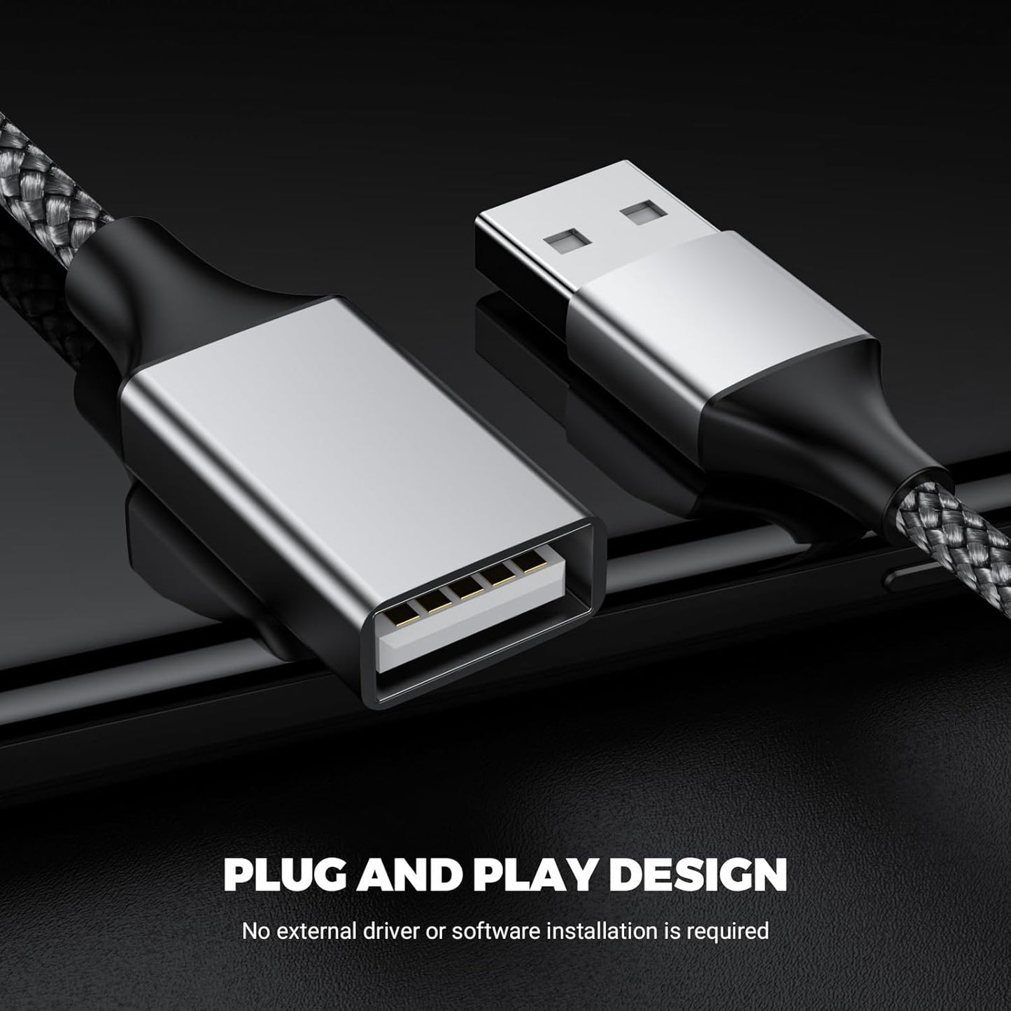 USB Y Splitter 3 in 1, USB A Male to 3 Female Cable for PC/Laptop/MacBook/Keyboard/PS4/PS5/Flash Drive/LED Etc.(Silver)