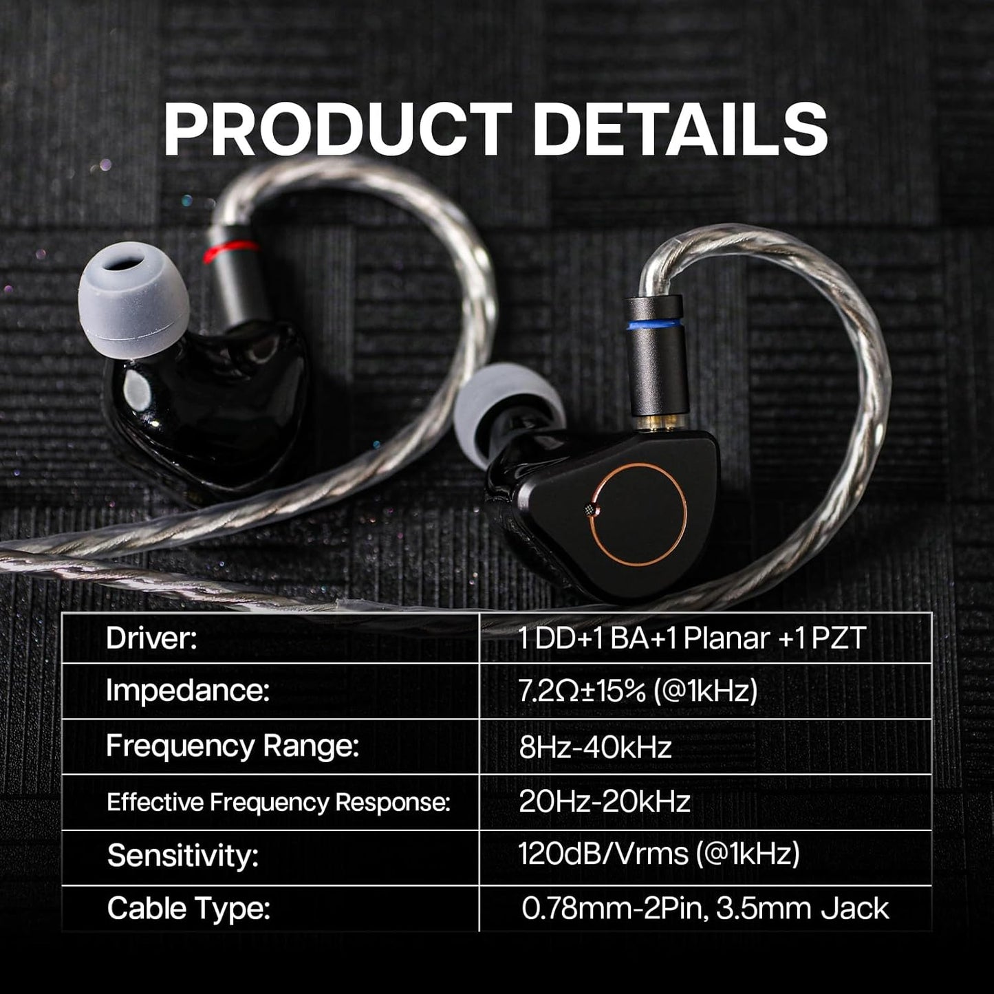 Linsoul SIMGOT SuperMix 4 1DD+1BA+1Planar+1PZT Hybrid Drivers Earphones, HiFi in Ear Monitor IEM, Wired Gaming Earbuds with OFC Silver-Plated Cable for Musician Audiophile