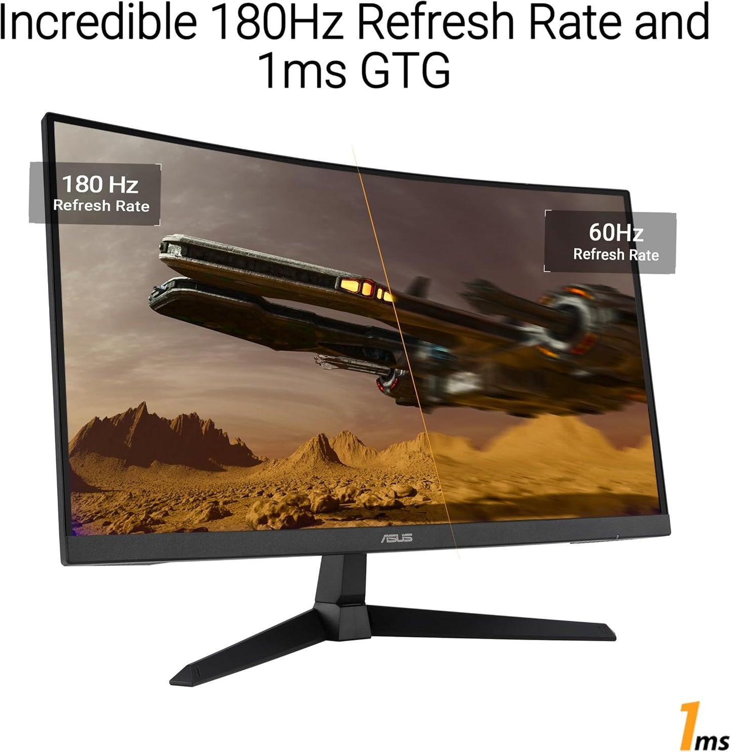 ASUS TUF Gaming 27” 1080P Curved Monitor (VG27VQ3B) – Full HD, 180Hz, 1ms, Extreme Low Motion Blur Sync, FreeSync, 1500R Curvature, Eye Care, 90% DCI-P3, DisplayWidget, 3 yr Warranty