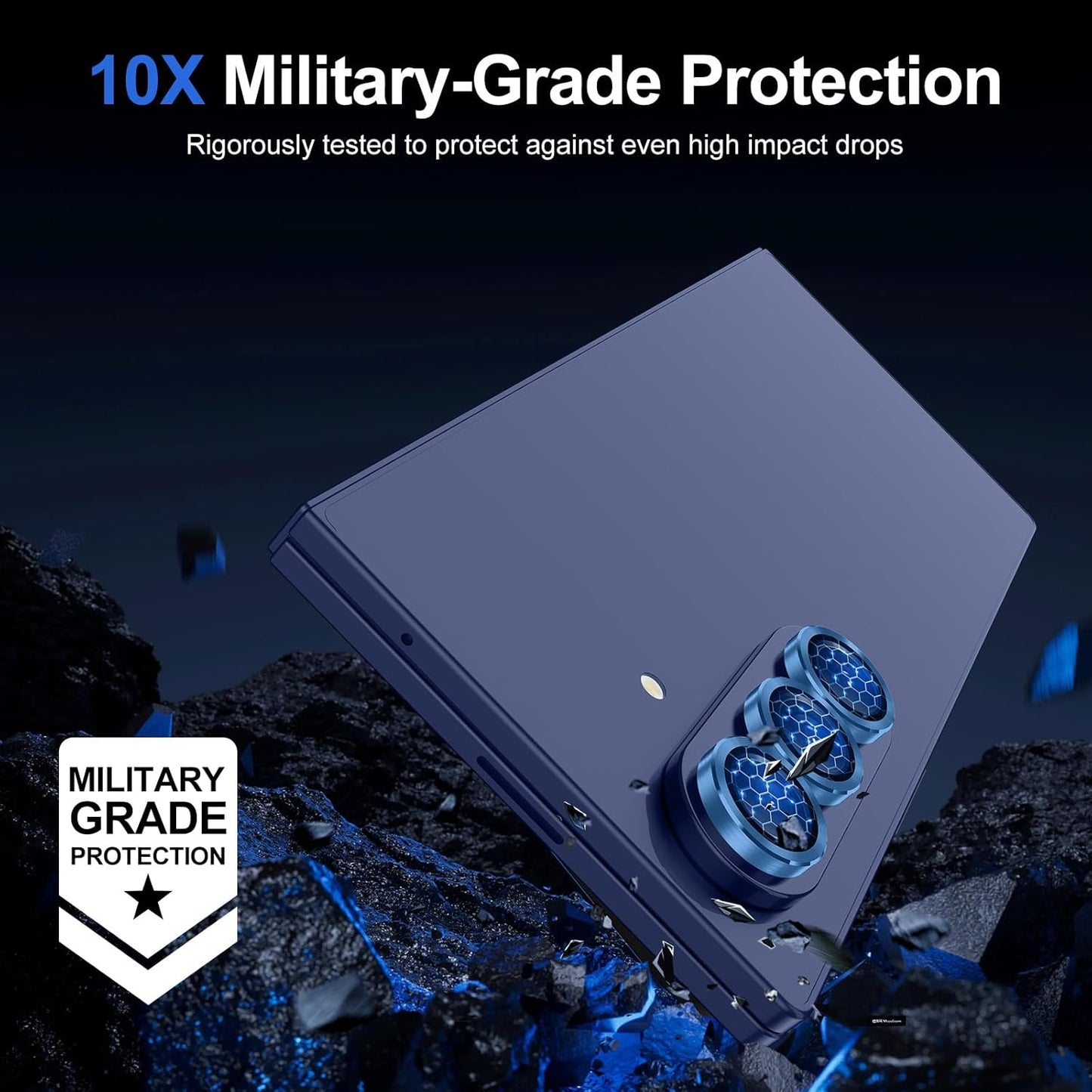 for Samsung Galaxy Z Fold 7 Camera Lens Protector, Individual Metal Ring Tempered Glass Lens Cover, [Strong Adsorption] Scratch Resistant Ultra-Thin HD Clear Lens Cover, 1 Set-Deep Blue