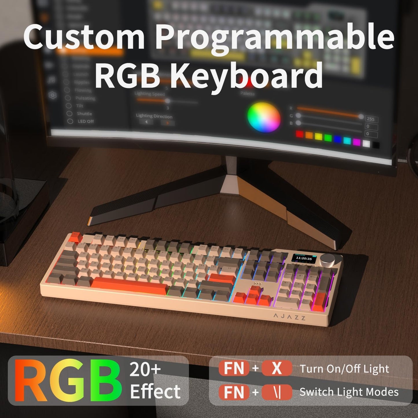 NACODEX AK35I V3 104 Keys RGB Gasket Mount Mechanical Keyboard | Amazing 8000mAh Bluetooth /2.4G /Wired PC Gaming Custom Keyboard with Five Layer Pad | Knob Control | Cherry Profile PBT Keycaps