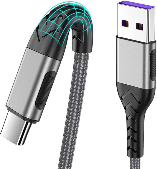 Durcord USB C Charger Cable, 2Pack 6ft Fast Charging 6Ft USB Type C Cord Cable, 6 Foot Type C Charger Premium Nylon Braided USB Cable Compatible with iPhone 15 Pro/Plust/Max-Silver