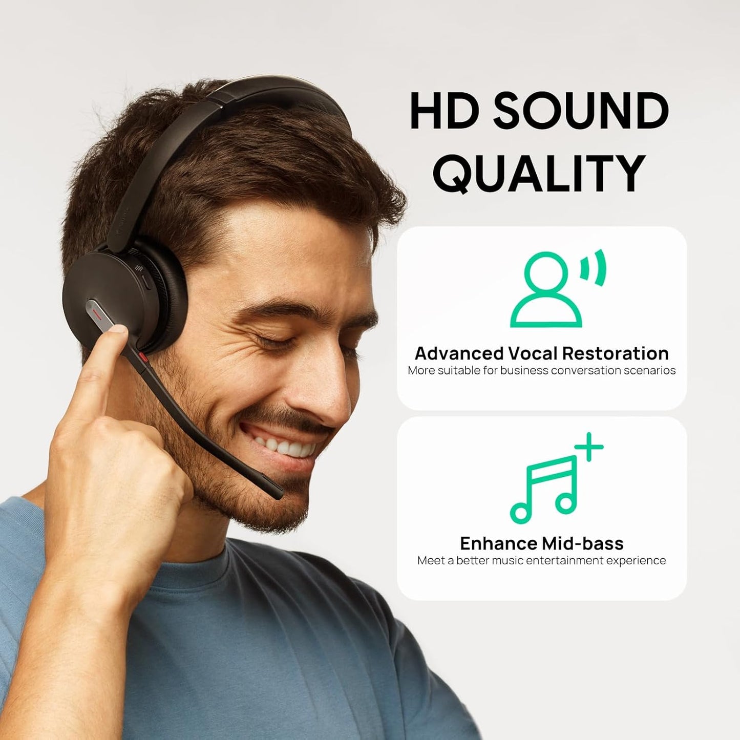 Yealink BH70 Dual UC Wireless Headset with Mic for Work, Bluetooth Headphone Teams&UC Compatible, up to 35h Talk Time, 147g All-Day Wearing Comfort, Perfect for Open Office Home Hybrid Work, USB-C/A