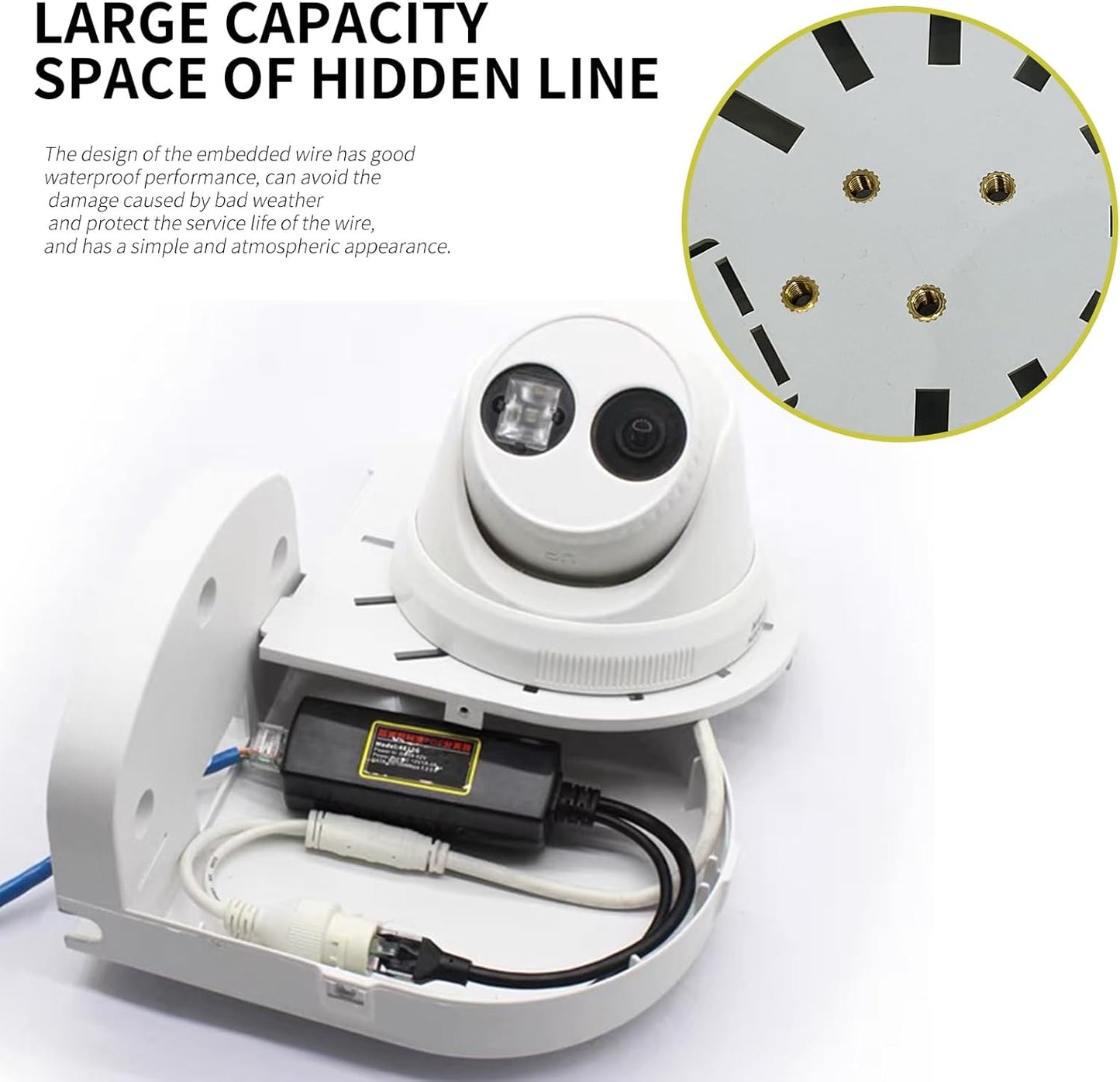 Indoor Outdoor Camera Bracket ABS Plastic Wall Mount L-Shaped Bracket for Security Dome IP Camera Mounting, Junction Box Cable Management (2.5in-SL-3PACK)