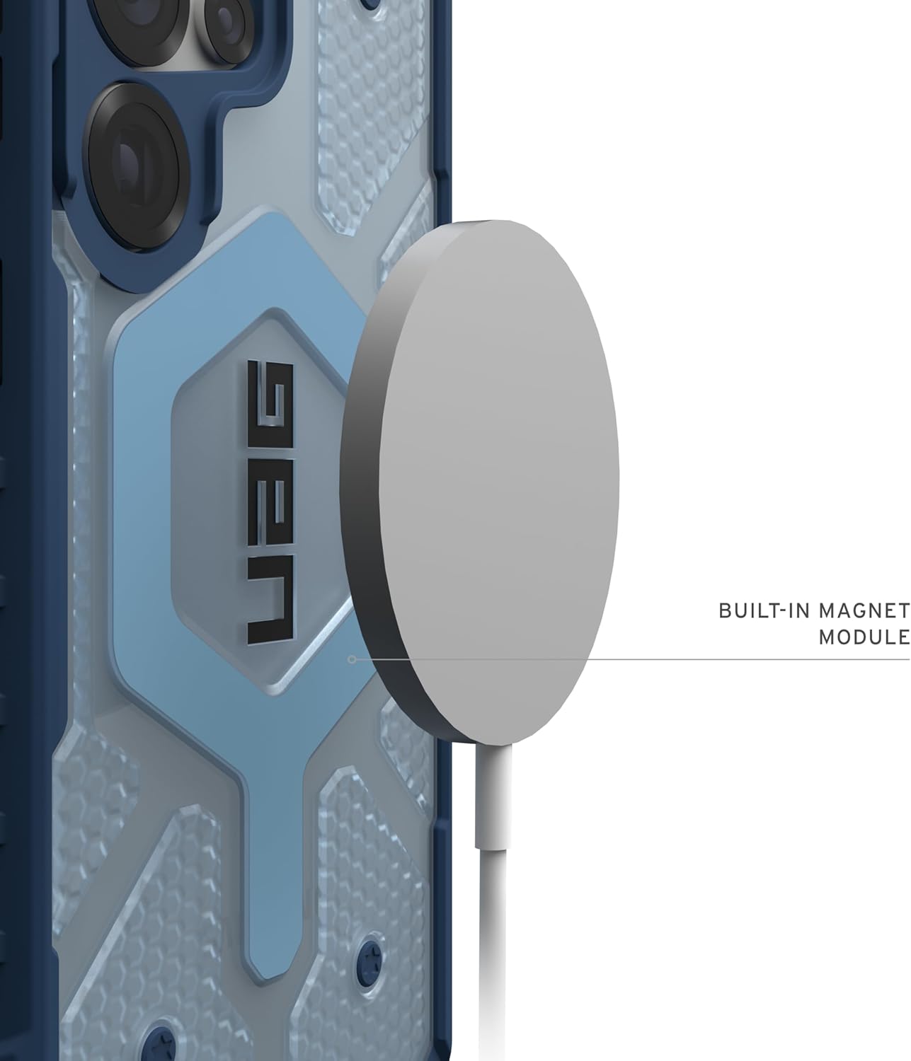 URBAN ARMOR GEAR UAG Designed for Samsung Galaxy S25 Ultra Case 6.9" Pathfinder Clear Bundle with Wrist Lanyard - Compatible with Magnetic Charging Luminous Glow in The Dark Protective Cover, Blues