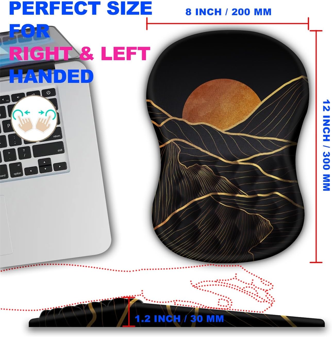 Mouse Pad Wrist Support, Ergonomic Mouse Pad with Massage Dot, Comfortable Computer Mouse Pad for Laptop, Wrist Rest Pain Relief Mousepad with Non-Slip PU Base for Office & Home, 12 x 8 in