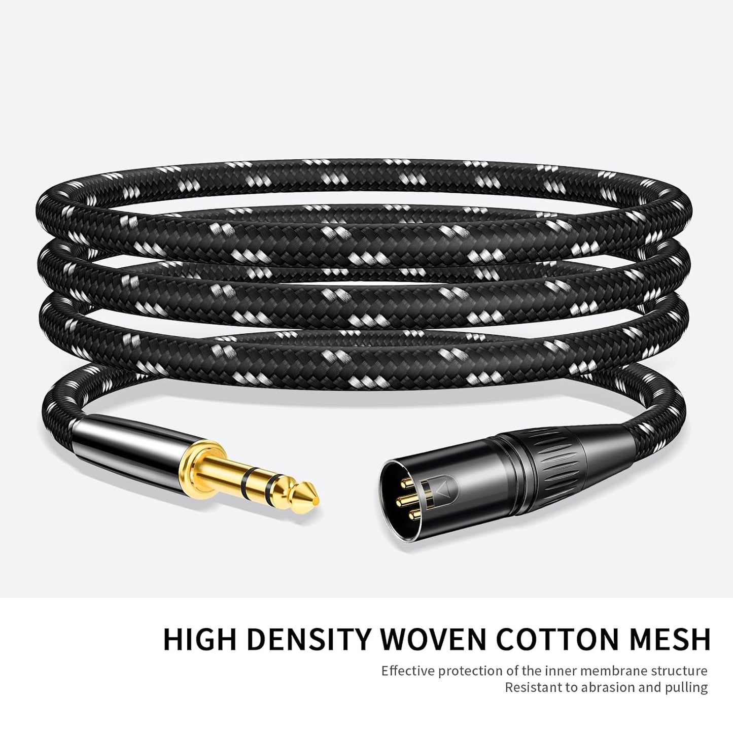 Kumiho XLR Male to 1/4 Inch 6.35mm TRS Stereo Cable Hi-Fi Balanced Bi-Shielded Interconnect Patch Cables for Microphones, Amplifiers, Mixers, Speakers 15FT