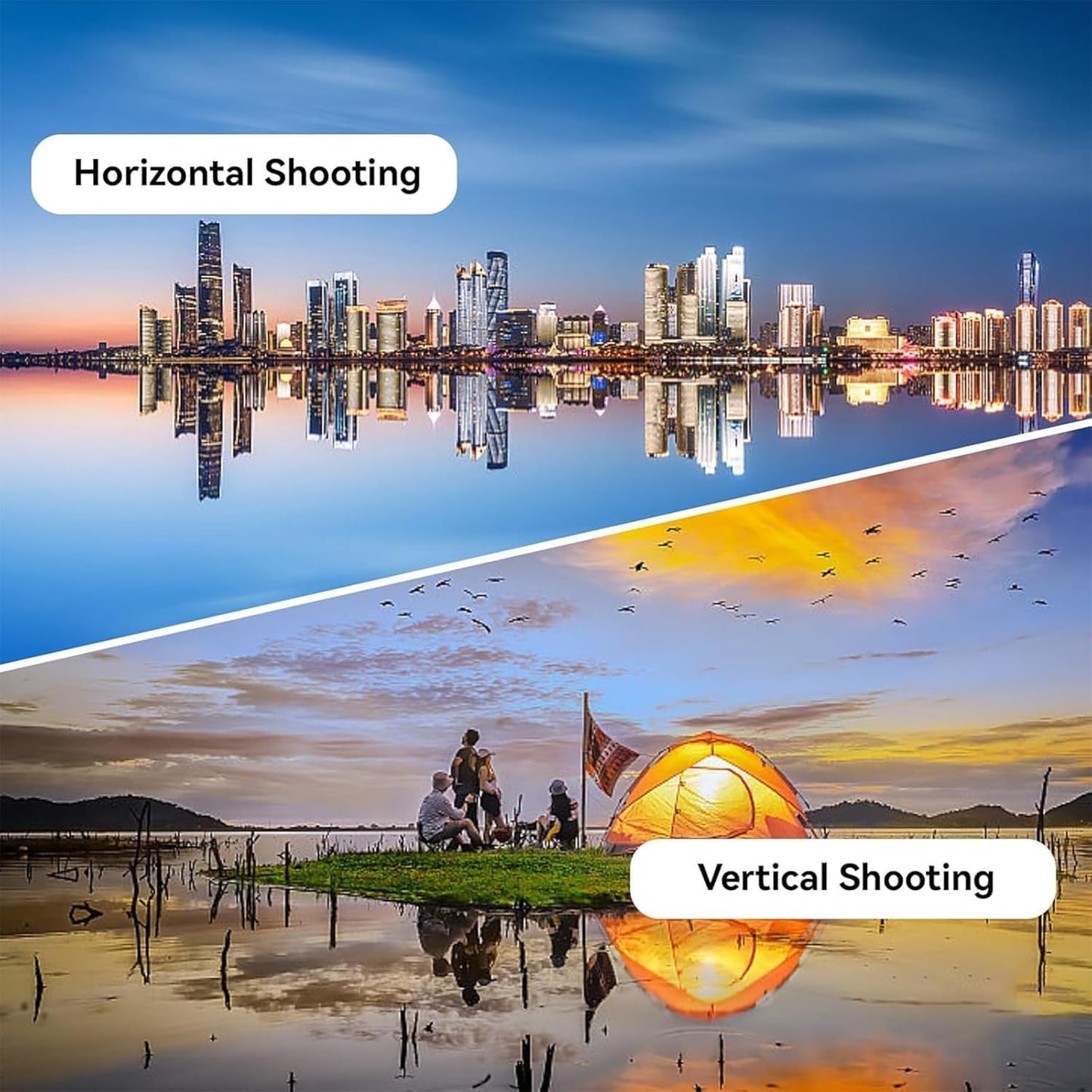 Mirror Effect Lens - Capture Stunning Reflections Instantly, Smartphone Camera Mirror Reflection Clip Kit, Adjustable Angle Mobile Phone Camera Mirror Clip for Outdoor Travel Photography (Black)