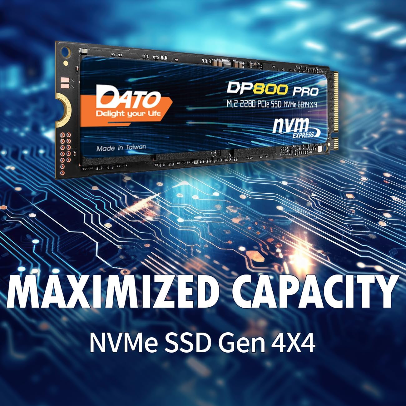 DATO M.2 2280 SSD 1TB, PCIe Gen4 x4 NVMe SSD Internal Solid State Drive for Gaming and Creators, Compatible with Desktop and Laptop, Up to 5100/4600 MB/s - DP800 Pro