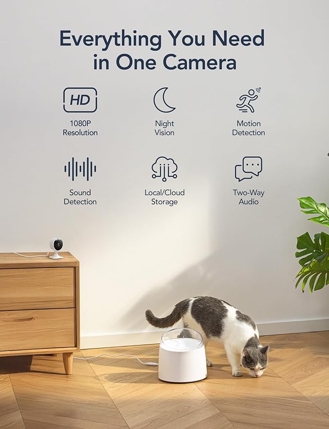 GNCC Cameras for Home Security,Indoor Security Cam,Cat Camera with Phone App,1080P Motion Detection,2-Way Audio,Night Vision,Cloud & SD Card Storage, Works Alexa,Easy Install,Only 2.4G WiFi (4-Pack)