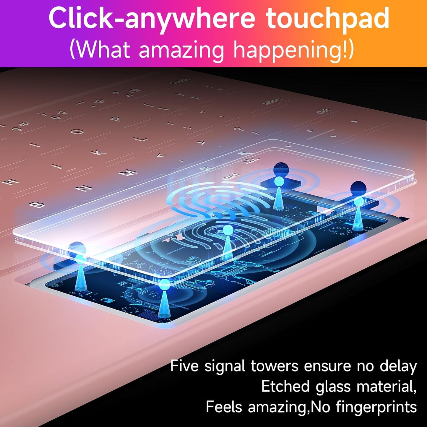 HOU Keyboard Case for iPad Air 11 inch 2025 (M3)/2024 (M2)&iPad Pro 11 Inch(4th/3rd/2nd/1st) Gen 2022,iPad Air 5th&4th Generation Case with Keyboard,Magic-Stand, Multi-Touch Trackpad,Backlight,Pink