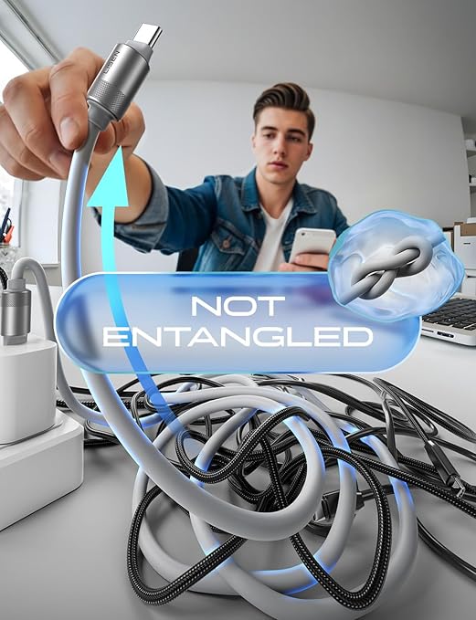 LISEN USB C Cable (6FT,100W) Soft Silicone USB C to USB C Fast Charging Cable, USBC to USBC for Switch 2 iPhone 16 Pro Max Charger Cord, Samsung Z Flip 7/S25, iPhone 15, MacBook Pro/Air, iPad