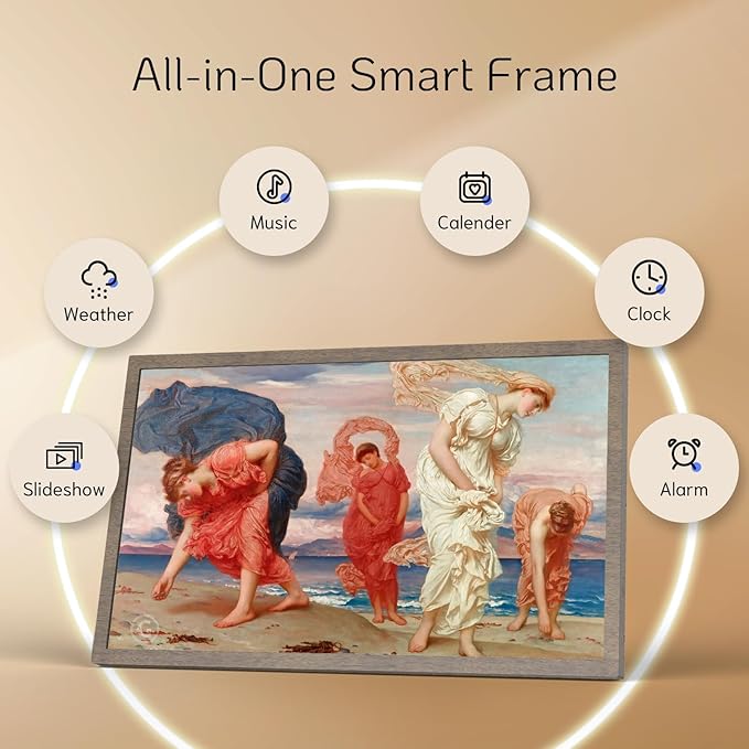 NexFoto 21.5 Inch Large Digital Picture Frame 32GB, WiFi Electronic Photo Frame with Remote Control, Wall-Mountable, Easy to Share Photos/Videos, Gifts for Mom Christmas, Dark Wood