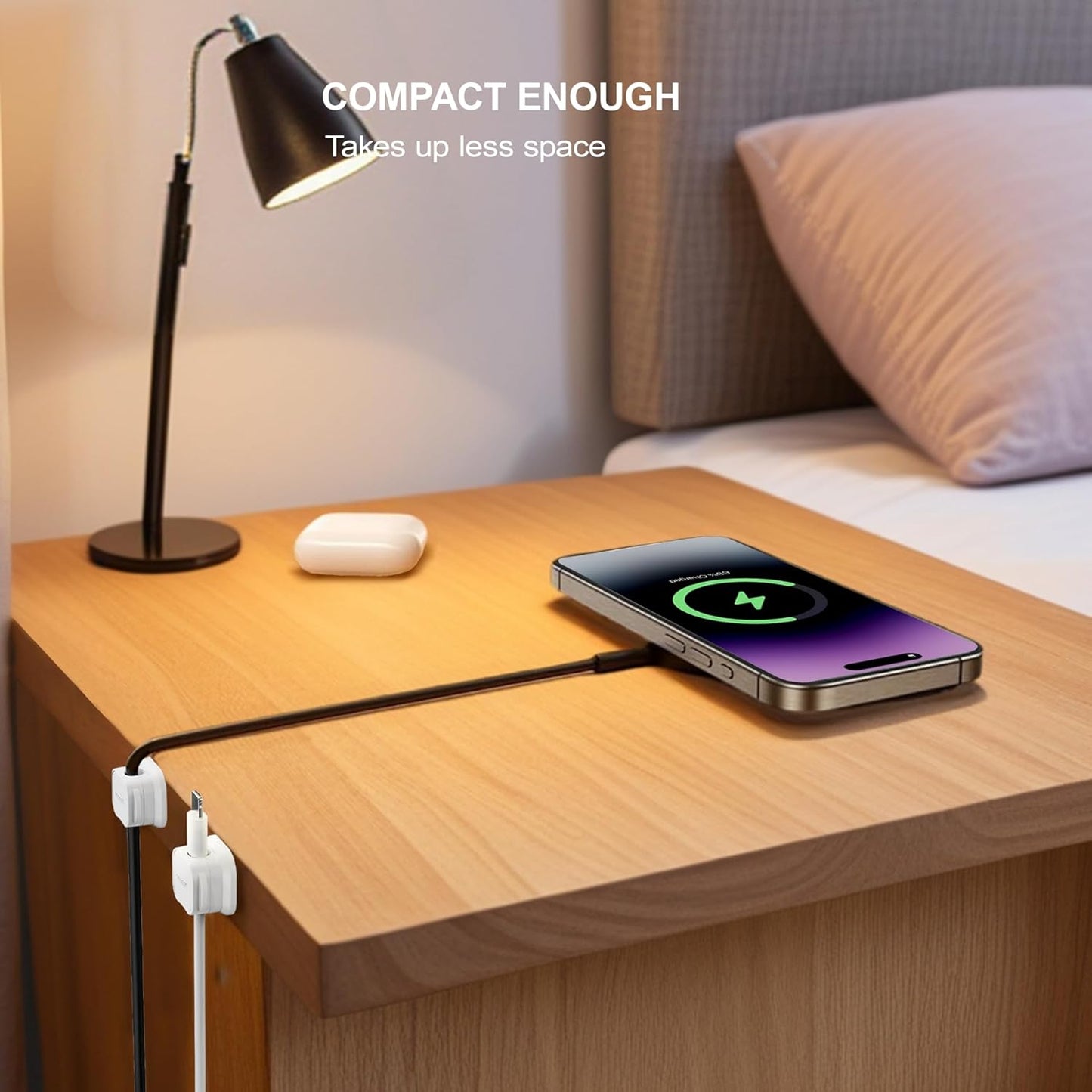 12 Pack Magnetic Cable Clip Organizer Cord Holder, Picozon Adhesive Cable Management, Wire Phone USB Charger Cable Holder, Keeper Organizer for Office Home Desktop Table - White