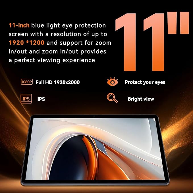 Android 15 Tablet, 12-inch Tablet with 20GB RAM 128GB ROM 1TB Expansion, T615 Octa-core Processor, 8000mAh, 2000x1200 2K Display, BT5.2, WiFi 5.0, 5MP + 13MP Dual Camera, Widevine L1, GPS (E20)