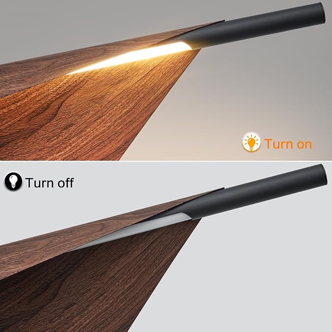 Walnut Pendant Lights 47.2In Dimmable Wood Grain Linear Chandeliers Over Table for Dining Room Kitchen Island