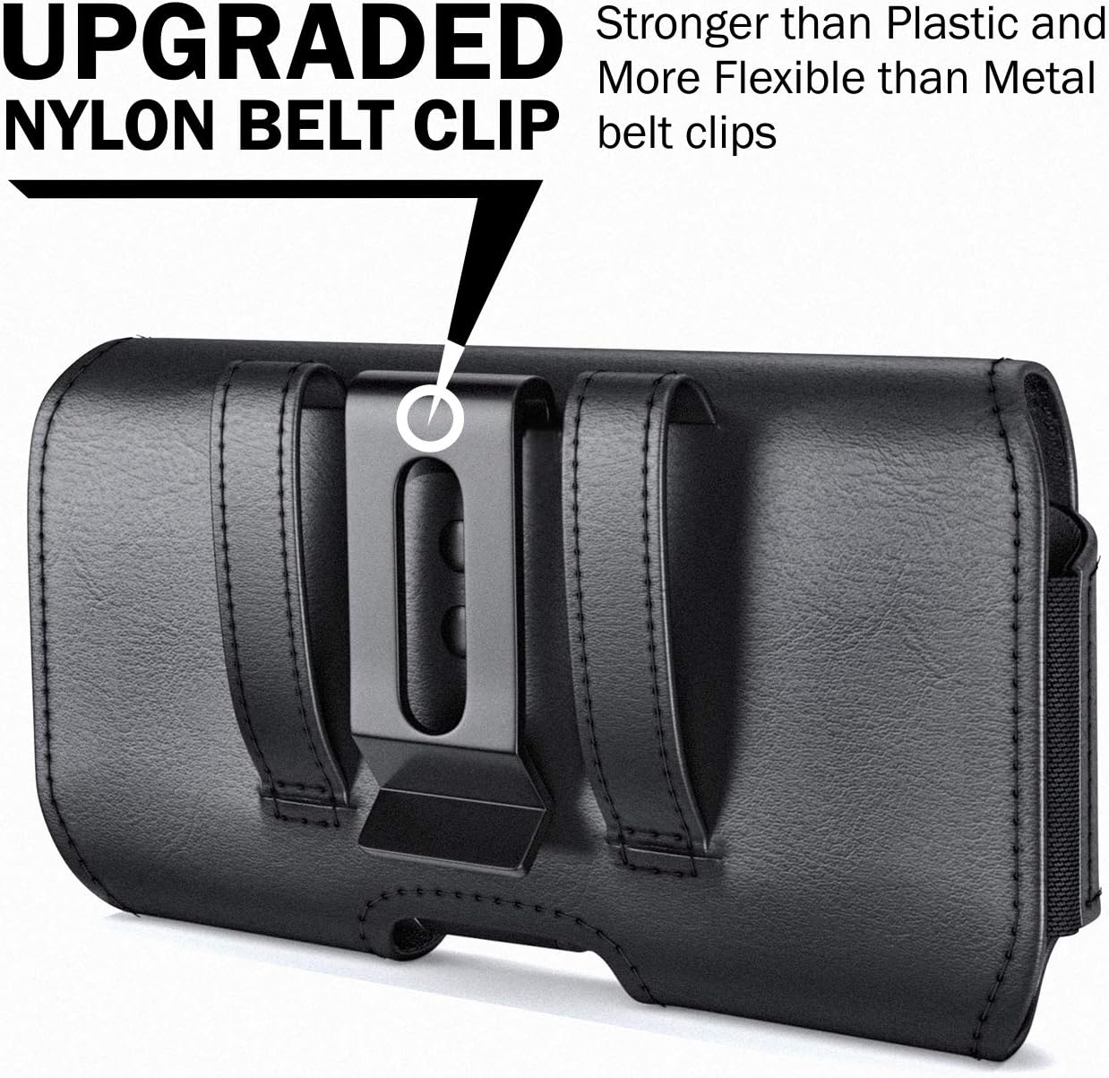 DeBin Holster for iPhone 17 17 Pro 16 16e 16 Pro 15, 15 Pro 14 13 12 11 X Xs 10 XR, Galaxy S25 S24, S23, S22 - Cell Phone Belt Holder Clip Case Pouch Cover (Fits Cellphone with Case on) Black