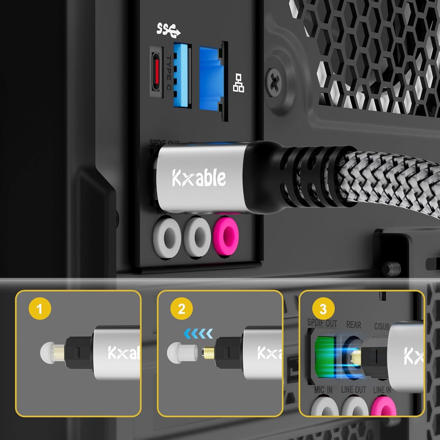 Optical Audio Cable 40 FT, Digital Audio Cable, Toslink Fiber Optic Cord, [Nylon Braided, Slim Aluminum Shell, Gold Plated Connector], for Home Theater, Sound Bar, PS4, Xbox, TV and More