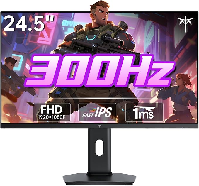 KTC 24.5 Inch 300Hz Gaming Monitor, FHD 1080P 240Hz Fast IPS Monitor, HDR, FreeSync, DisplayPort x1 HDMI x2, 119% sRGB, Height/Pivot/Tilt Adjustment, VESA Support, H25Y7