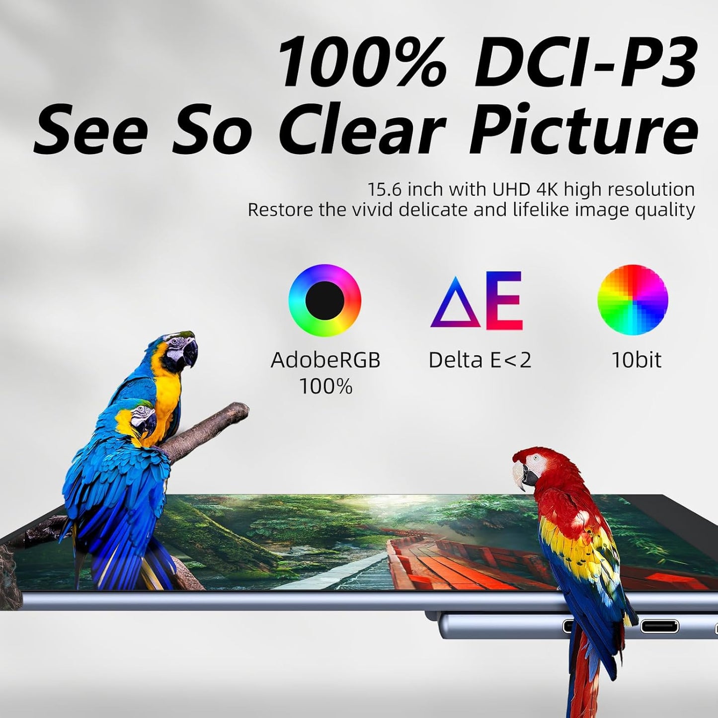 Portable Monitor OLED 15.6 Inch Touchscreen 4K UHD 3840X2160 100% DCI-P3 100000:1 Multi-Touch HDR USB-C HDMI Travel Monitor for Laptop with Kickstand & SleeveCase