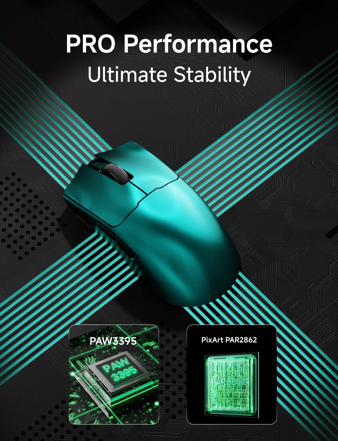 S9 Max Wireless Gaming Mouse, 59G Ergonomic Computer Mouse, Triple Modes, 8K Polling, 26K DPI, PAW3395 Optical Sensor, Kailh Switch, 250h Battery Life, Programmable for PC/Win/Mac(Green)