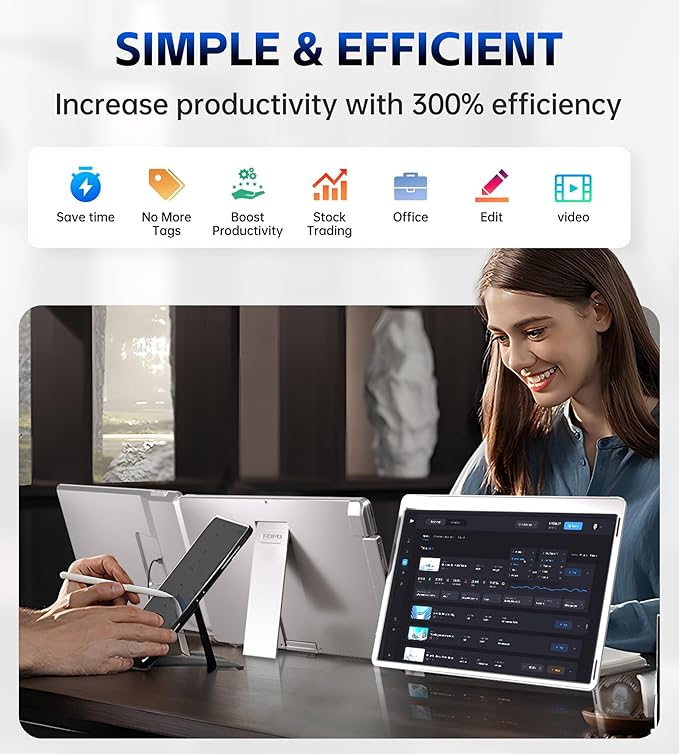 FOPO 15.6 Triple Laptop Screen Extender, Left Screen 360° Rotation Laptop Monitor Extender, Plug and Play Triplp Monitor for 13-17" Laptops with USB-C/HDMI, for Windows/Mac(M1/M2/M3) Pro/Max - S10