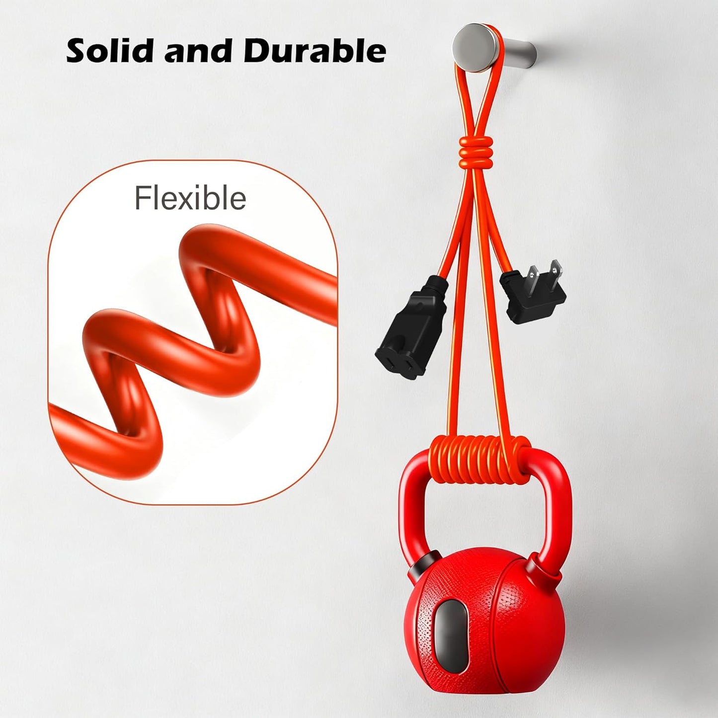 90 Degree 2 Prong Polarized Outdoor Power Extension Cord 100 FT, Angled Low-Profile Plug, 16 Gauge 125V SJTW Waterproof Long Cable for Home Office Lawnmower Garden Tools Lights, ETL+Ties-Bright Orange