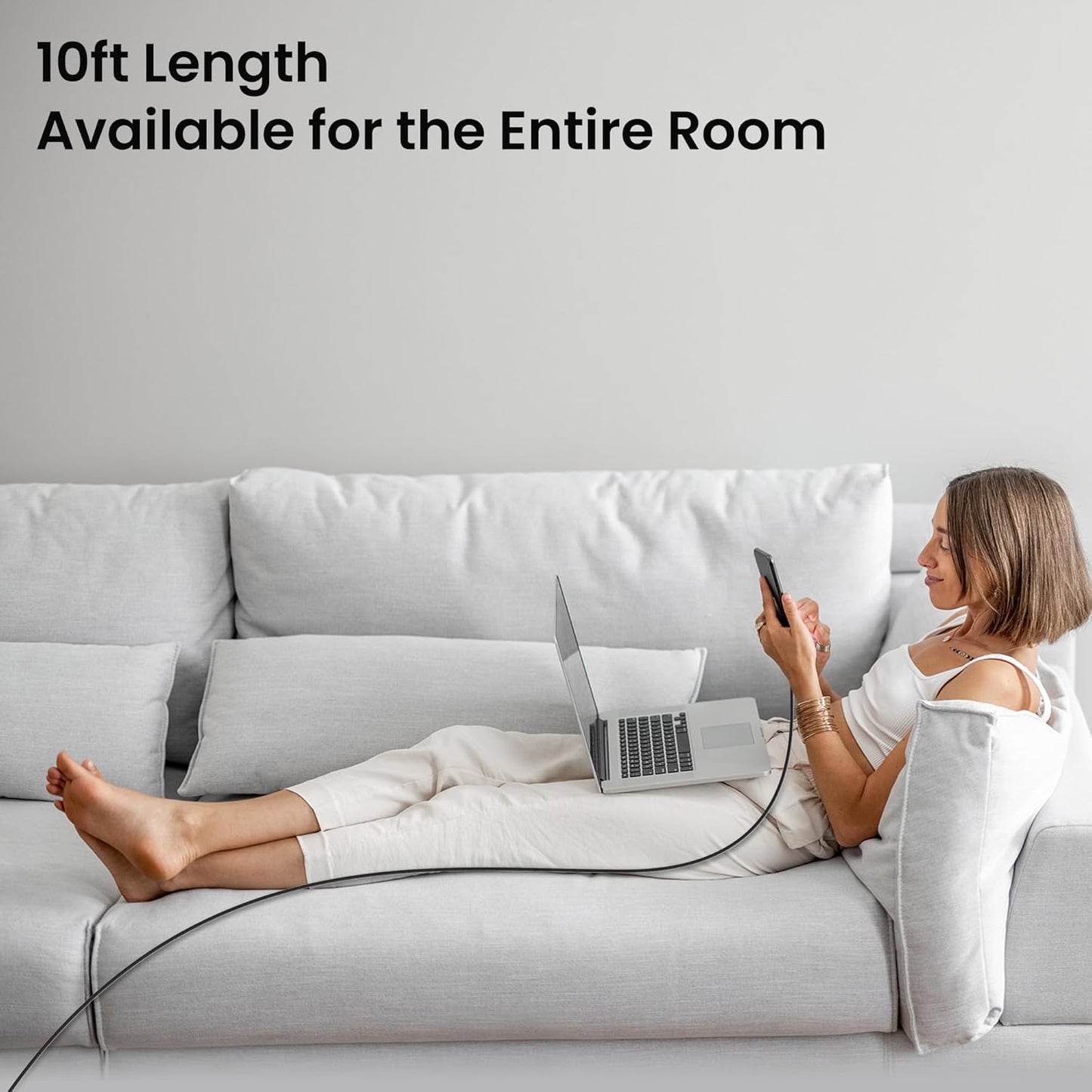 USB to USB C Cable [10ft, 2Pack ] USB A to Type C Right Angle Charger Cord 90 Degree Braided Fast Charging for iPhone 16/15/15 Plus/15 Pro/15 Pro Max/Samsung Galaxy S10 S10+, A15 A25, LG V30, Switch