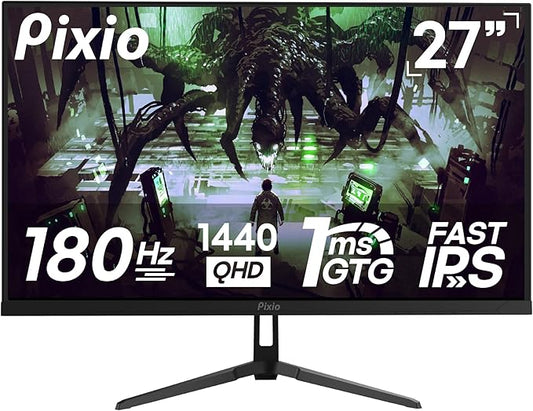 Pixio PX278 Wave 27 inch 180Hz Refresh Rate QHD 1440p Resolution Fast IPS Panel 1ms GTG Response Time Gaming Monitor with FreeSync