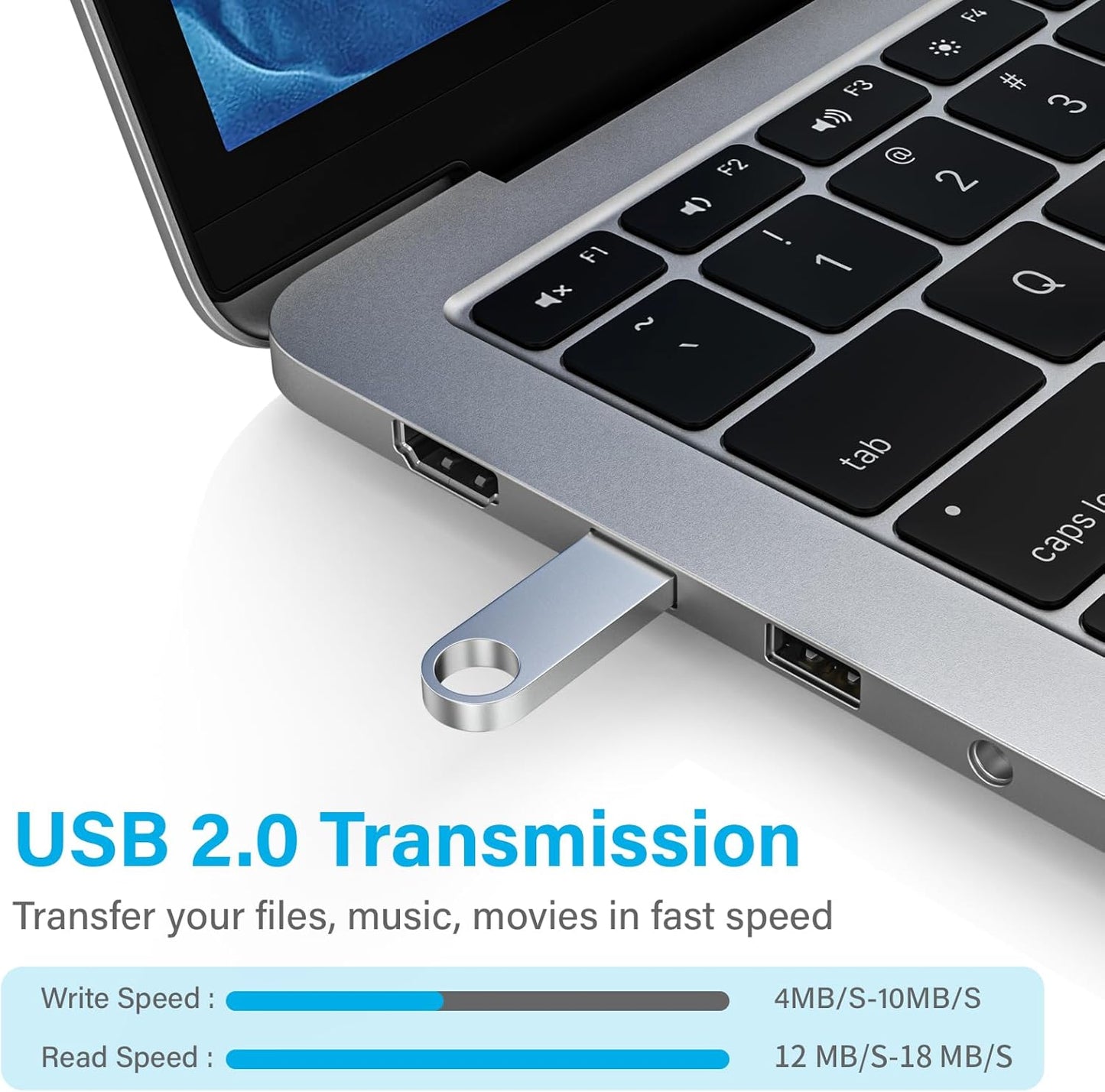 ABLAZE 8GB Flash Drive 20 Pack, Metal USB 2.0 Thumb Drives with Keychains USB Sticks Pendrives (Sliver)