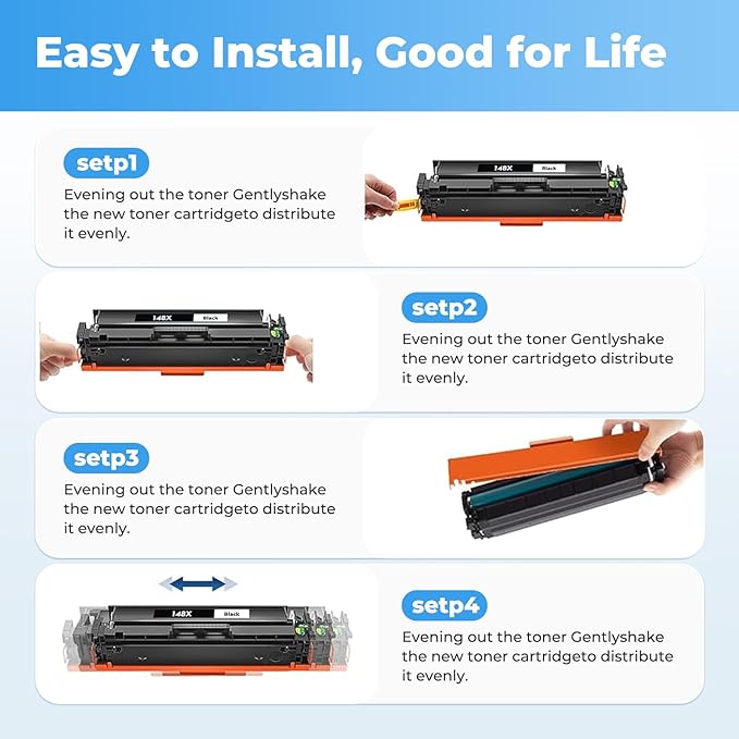 148X Toner Cartridges Black for HP 148X 148A W1480X W1480A Printer Laser Jet Pro 4001n 4101fdw Toner Cartridge Laser Jet Pro MFP 4001n 4101fdw 4001dn 4001dw 4101fdn 4101dw HP148X HP148 Toner 2 Pack