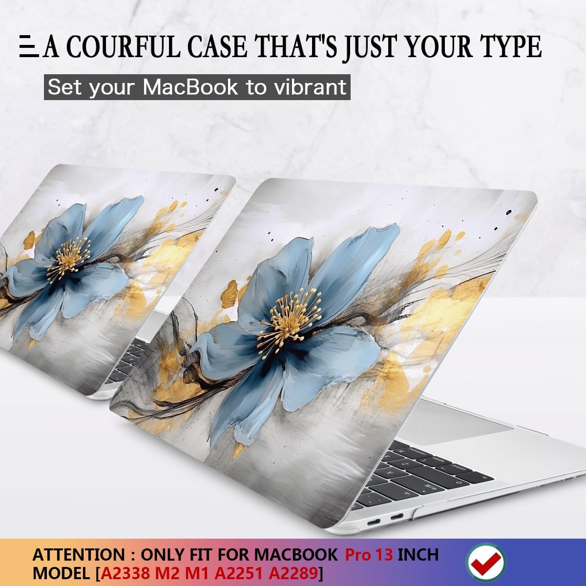 CISSOOK Compatible with MacBook Pro 13 inch 2025-2020 Release Model M2 M1 Chip A2338 A2251 A2289 with Touch Bar, Plastic Hard Shell Case&Keyboard Cover&Screen Protector, Retro Golden Floral