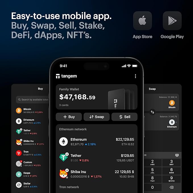 TANGEM Wallet Pack of 2 - Secure Crypto Wallet - Trusted Cold Storage for Bitcoin, Ethereum, NFT's & More Coins - 100% Offline Hardware Wallet