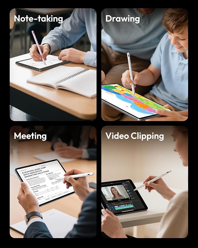 Metapen Pencil A8 for Apple iPad 2018-2025, (2X Faster Charge), Tilt Sensitivity, Pixel Precision, Stylus Pen for iPad 11/10/9/8/7/6th Gen, Pro 12.9/11/13-inch M4, Air 3/4/5/M2/M3, Mini 5/6th, White