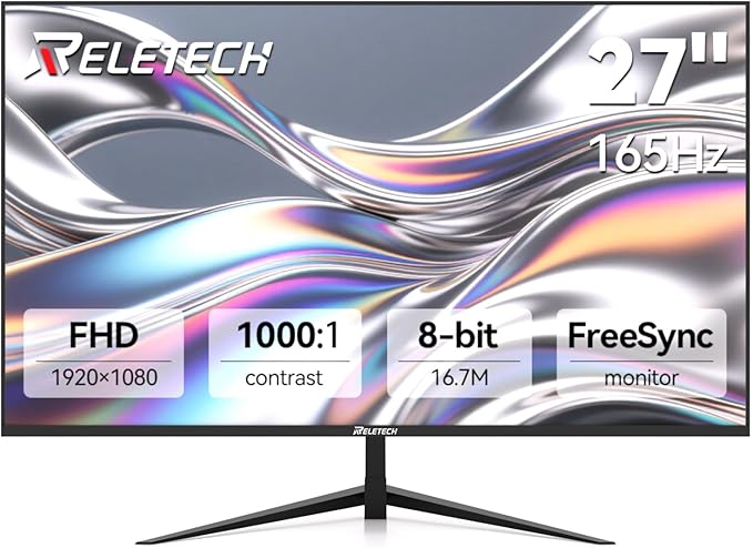 27 Inch FHD (1920x1080) Gaming Office Monitor,165Hz Refresh Rate, HVA Panel Computer Monitor, 1000:1 Contrast Ratio,100% sRGB HDMI and DisplayPort (G27X)